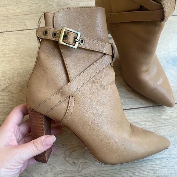 PAIGE Tan Leather Booties - Picture 2 of 15